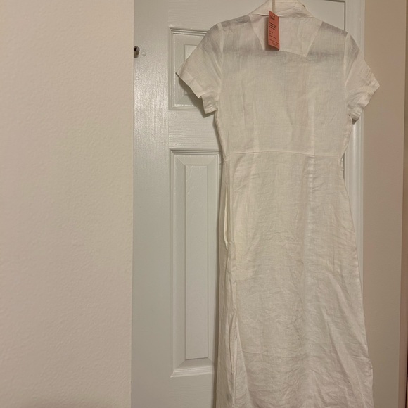 Quince White Linen Midi Dress with Belt Size XS Perfect for Summer - Picture 5 of 5